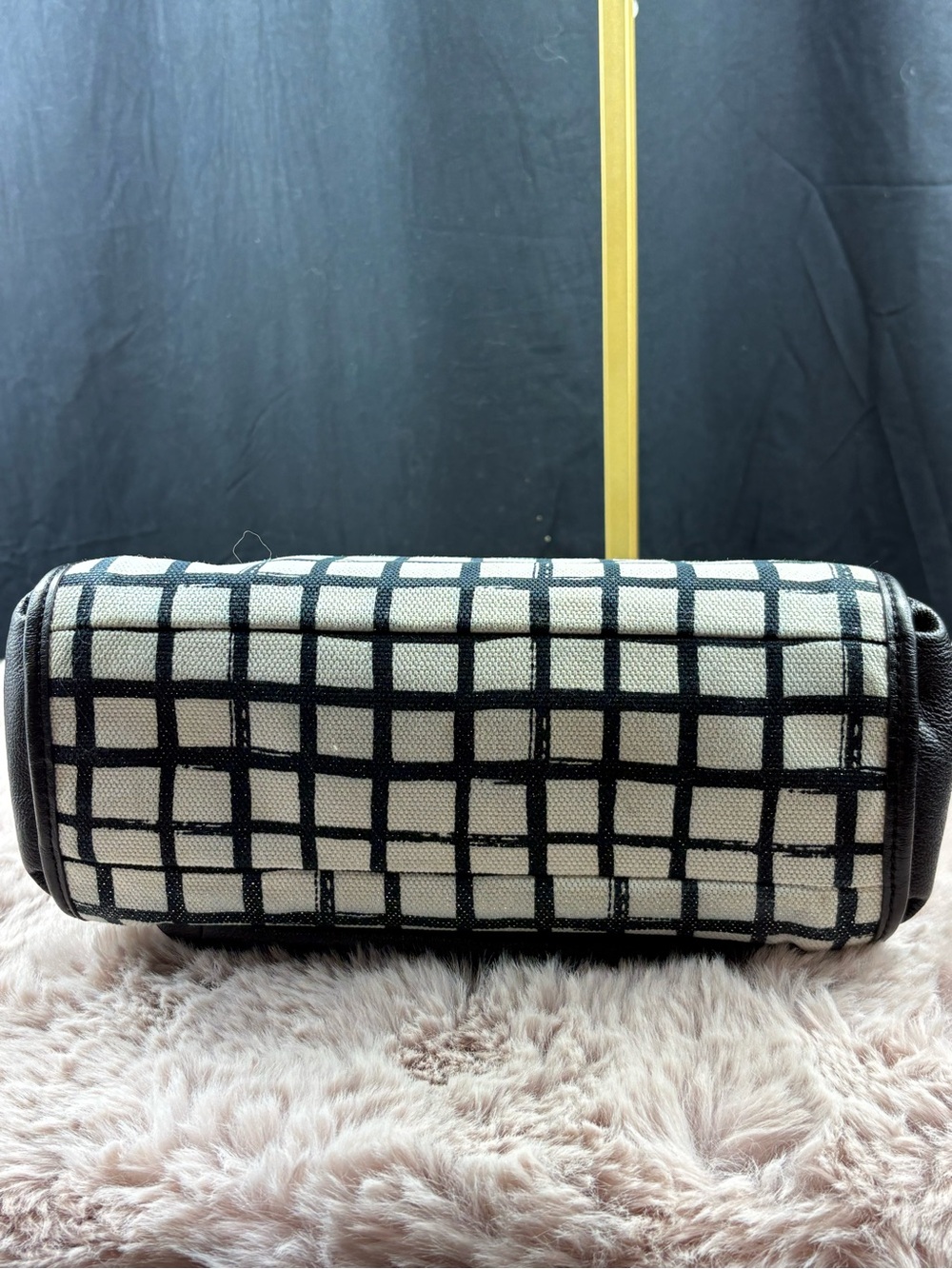 Coach Madison Small Sadie Flap Satchel Crossbody Black White Grid - Picture 7 of 11